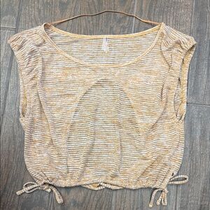 FP Movement by Free People Tan and White Striped Crop Top